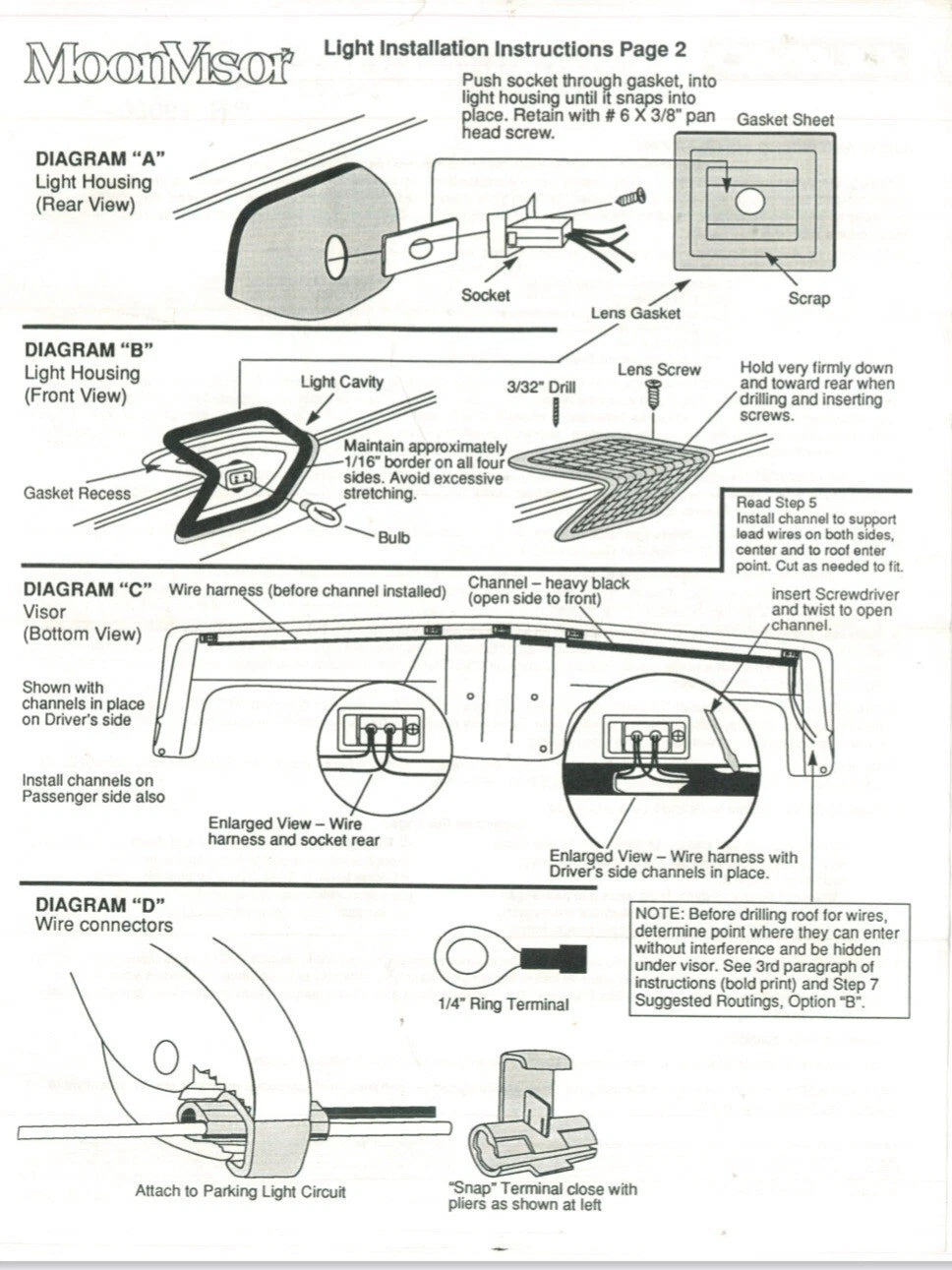 Lund Sun Visor Complete Install Kit: LED Wiring, Emblem, Hardware