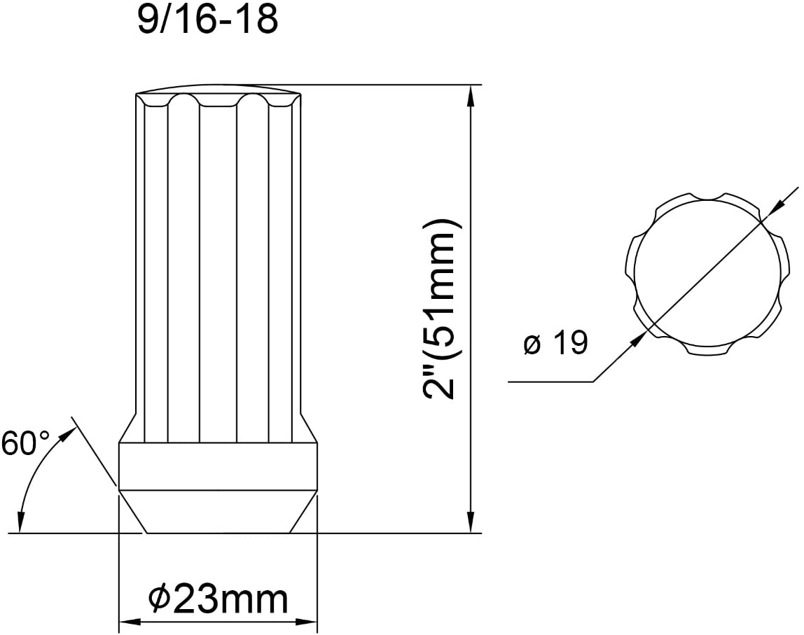 Bulge Acorn 9/16-18 Lug Nuts Splined - Chrome - 32