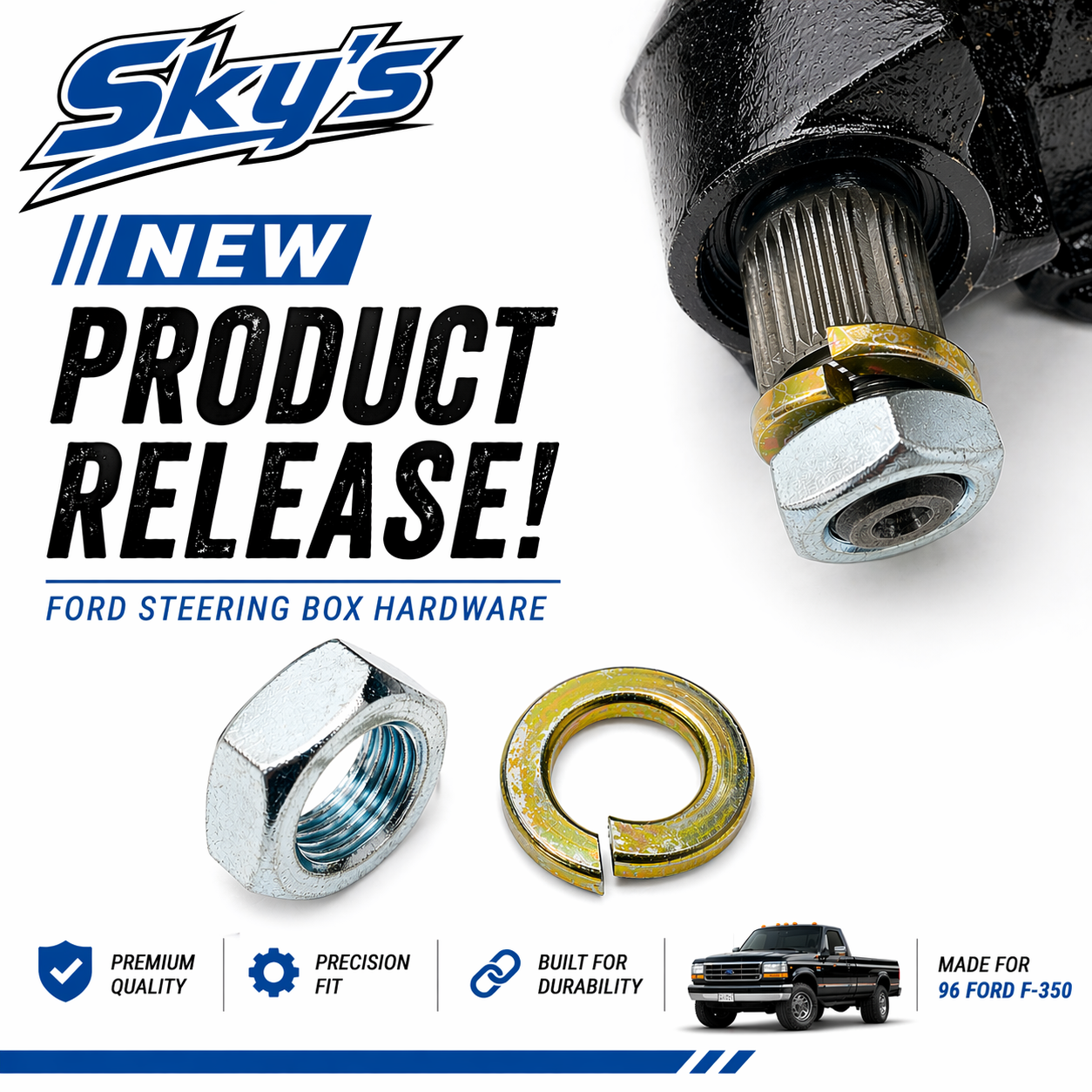 Sky's Offroad Design Pitman Arm Sector Shaft Hardware Kit – 1980–1997 Ford F-Series &amp; Bronco
