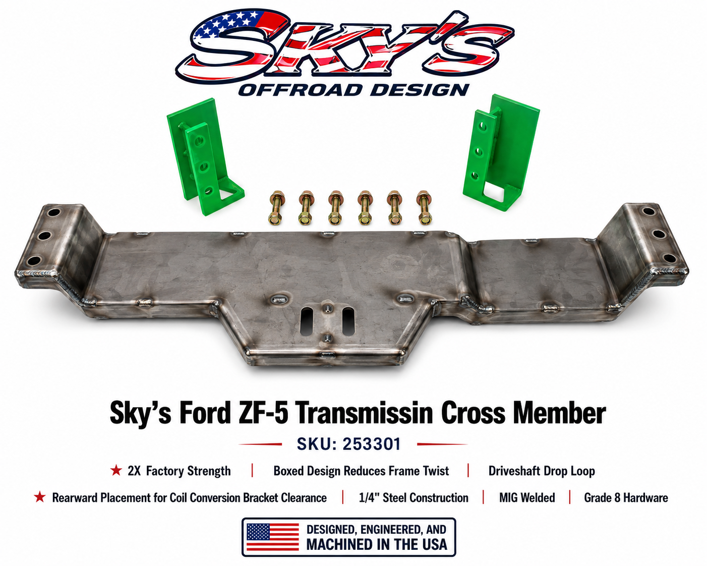 Sky's Offroad Design ZF-5 Transmission Crossmember – 1980–1997 Ford F-Series
