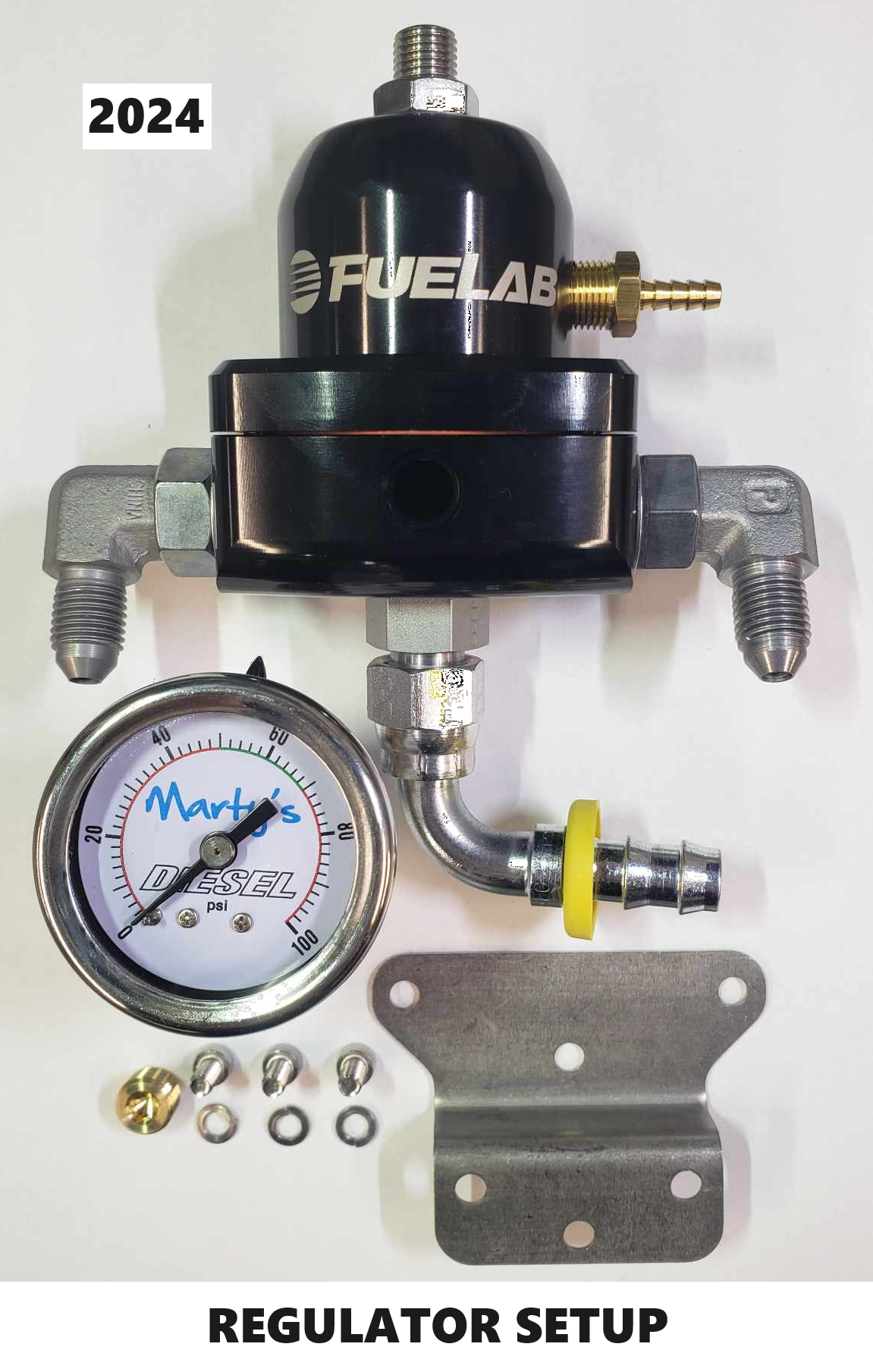 Fuelab Regulator with Hardware, 4 Fittings and 0-100psi Pressure Gauge