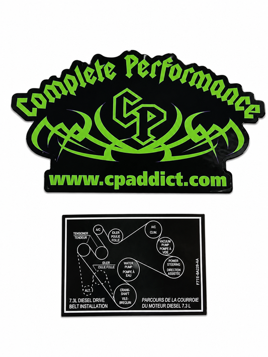 Complete Performance Reproduction Fan Belt Decal (Dual Tensioner) - 1992-1997 Ford F-Series