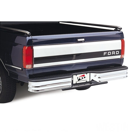 OEM Style Chrome Rear Bumper w/ Plastic Top Step Plate - 1980-1997 Ford F-Series/Bronco