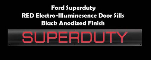 Recon Red LED Black Anodized Finish Superduty Lighted Door Sill, 1998-2013 Ford Superduty