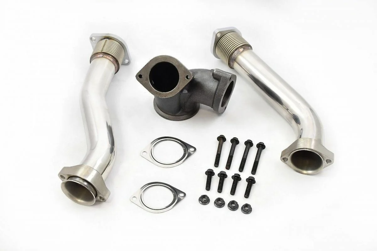 Polished Stainless Steel Bellowed Up-Pipe Kit with Collector, 1999-2003 7.3L Powerstroke